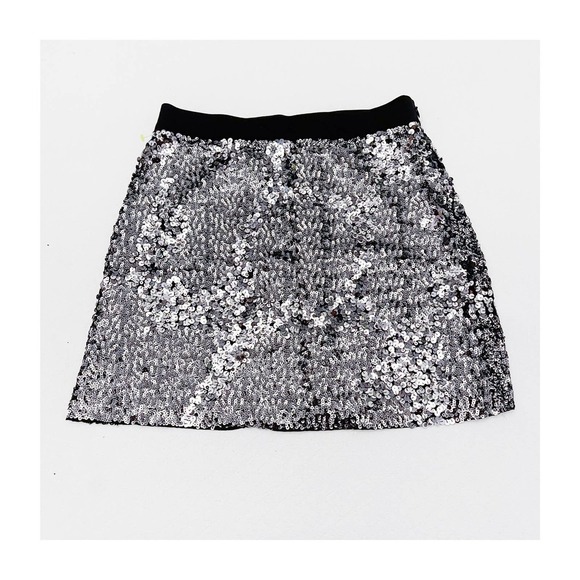 Club Monaco Glitter Eyelet Silver Mini Skirt SZ2 - Picture 1 of 6